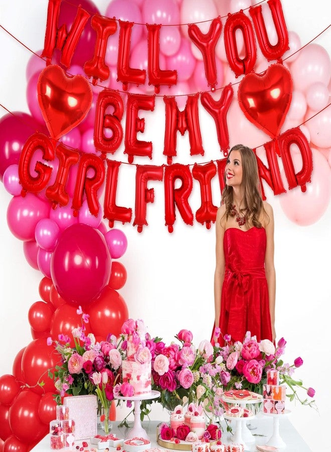 YOTHORN 16 Inch Red 'WILL YOU BE MY GIRLFRIEND' Balloons, Foil Proposal Confession Balloons, Valentines Day Balloon, Love Balloon Banner for Wedding Engagement Galentines Day Bridal Shower Decor - Image 3